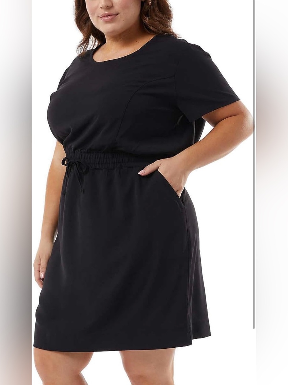 32 Degrees Cool Black Short Sleeve Women's Plus Summer Sundress Cover-Up Dress
